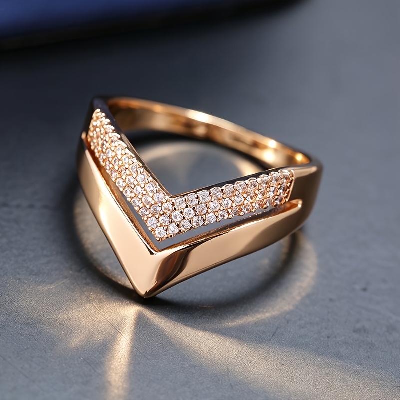 Men's CZ Wide Band Double V-Shaped Paved Ring